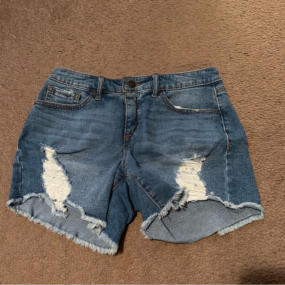 Sofia by Sofia Vergara Blue Distressed Jean Shorts